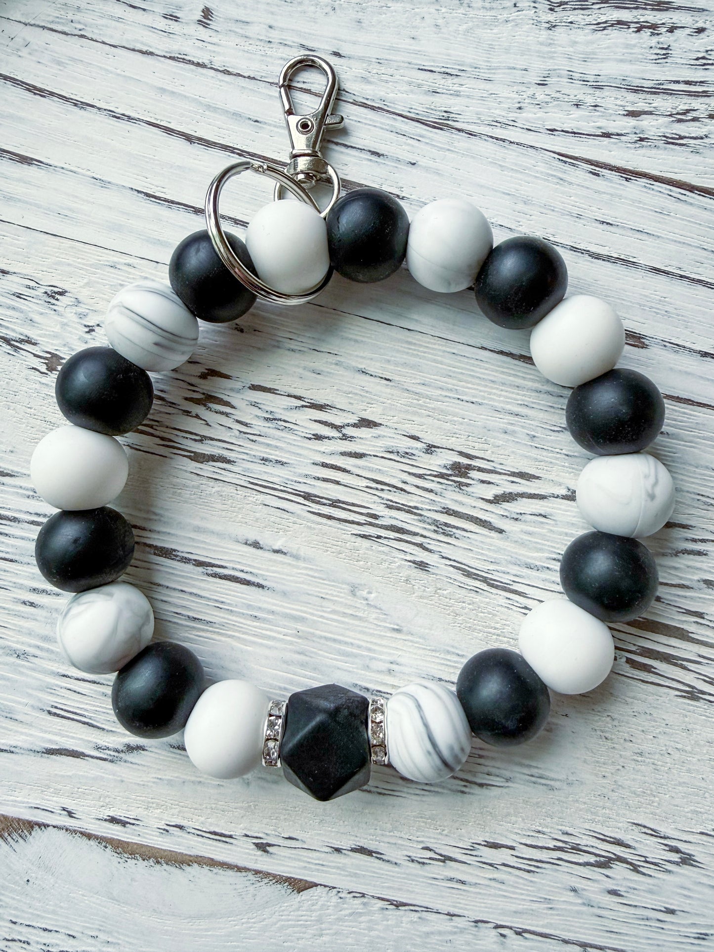 Marbled Wristlet (Silicone Beaded Keychain Bracelet)