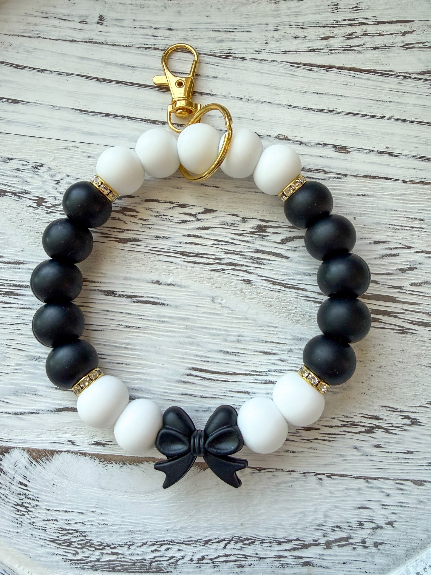 Bow Wristlet (Silicone Beaded Keychain Bracelet)
