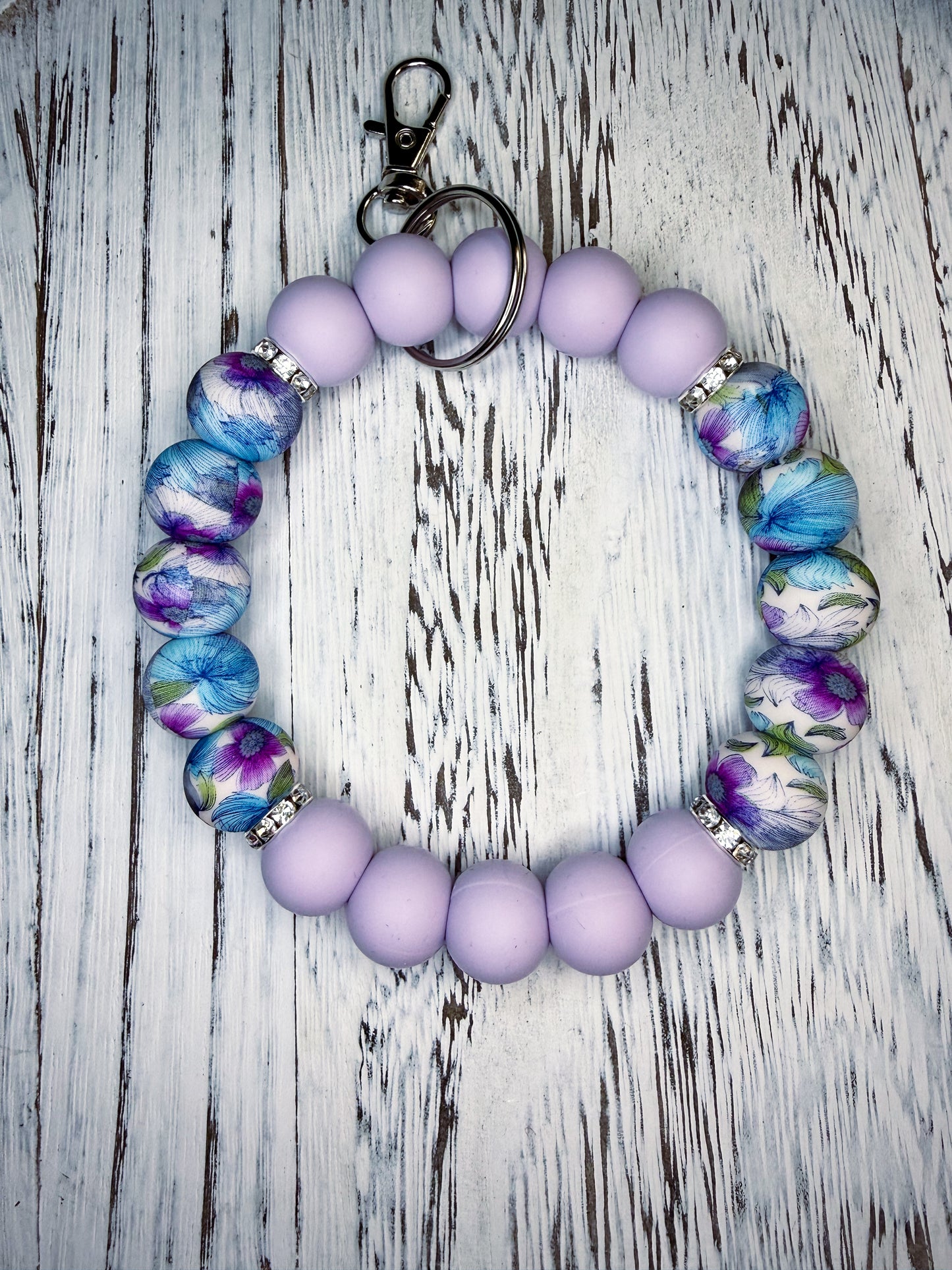 Lavendar Bloom Wristlet (Silicone Beaded Keychain Bracelet)