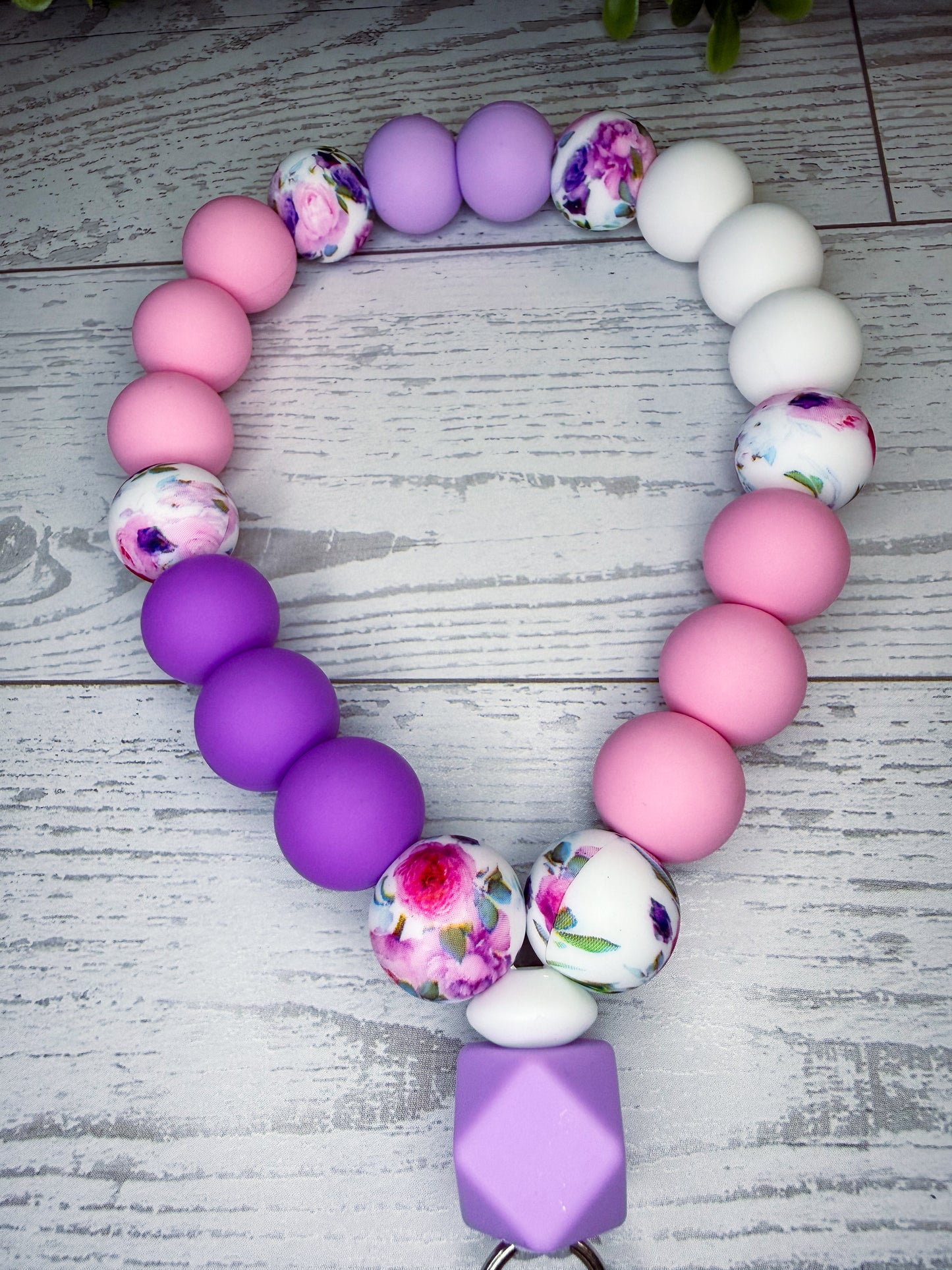 Cottage Garden Wristlet (Silicone Beaded Keychain Bracelet)