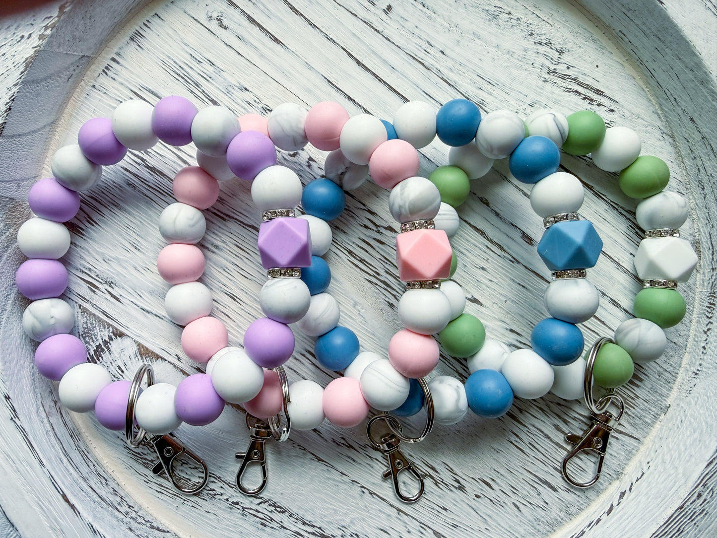 Marbled Wristlet (Silicone Beaded Keychain Bracelet)