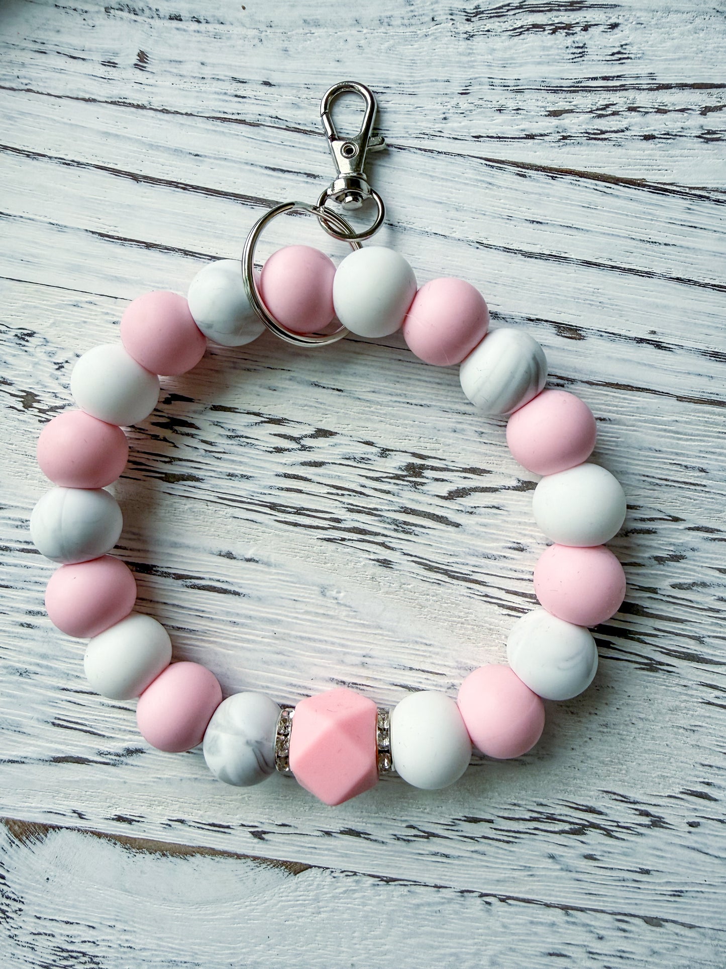 Marbled Wristlet (Silicone Beaded Keychain Bracelet)