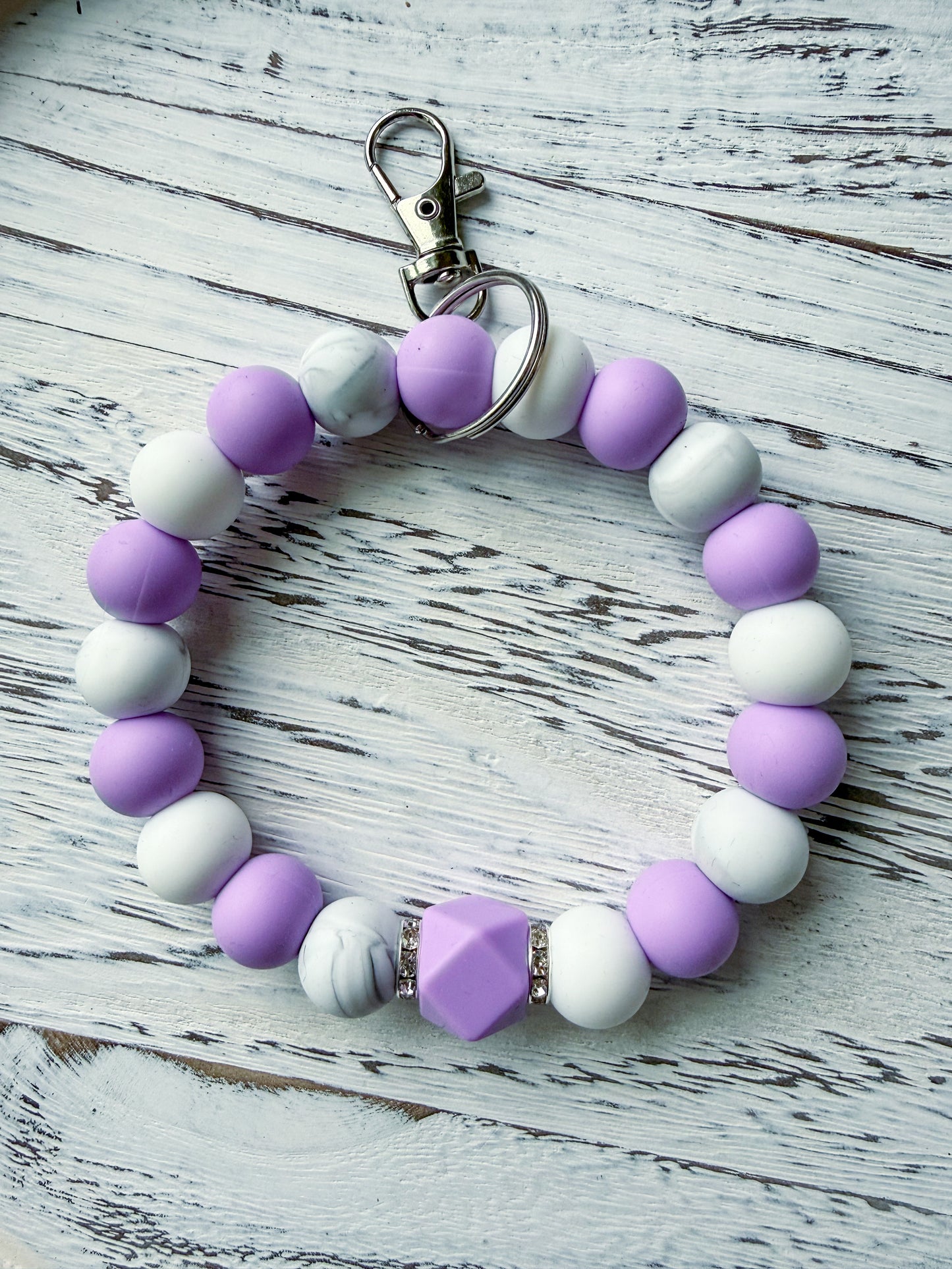Marbled Wristlet (Silicone Beaded Keychain Bracelet)