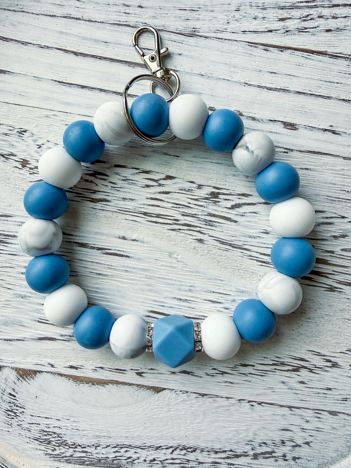 Marbled Wristlet (Silicone Beaded Keychain Bracelet)