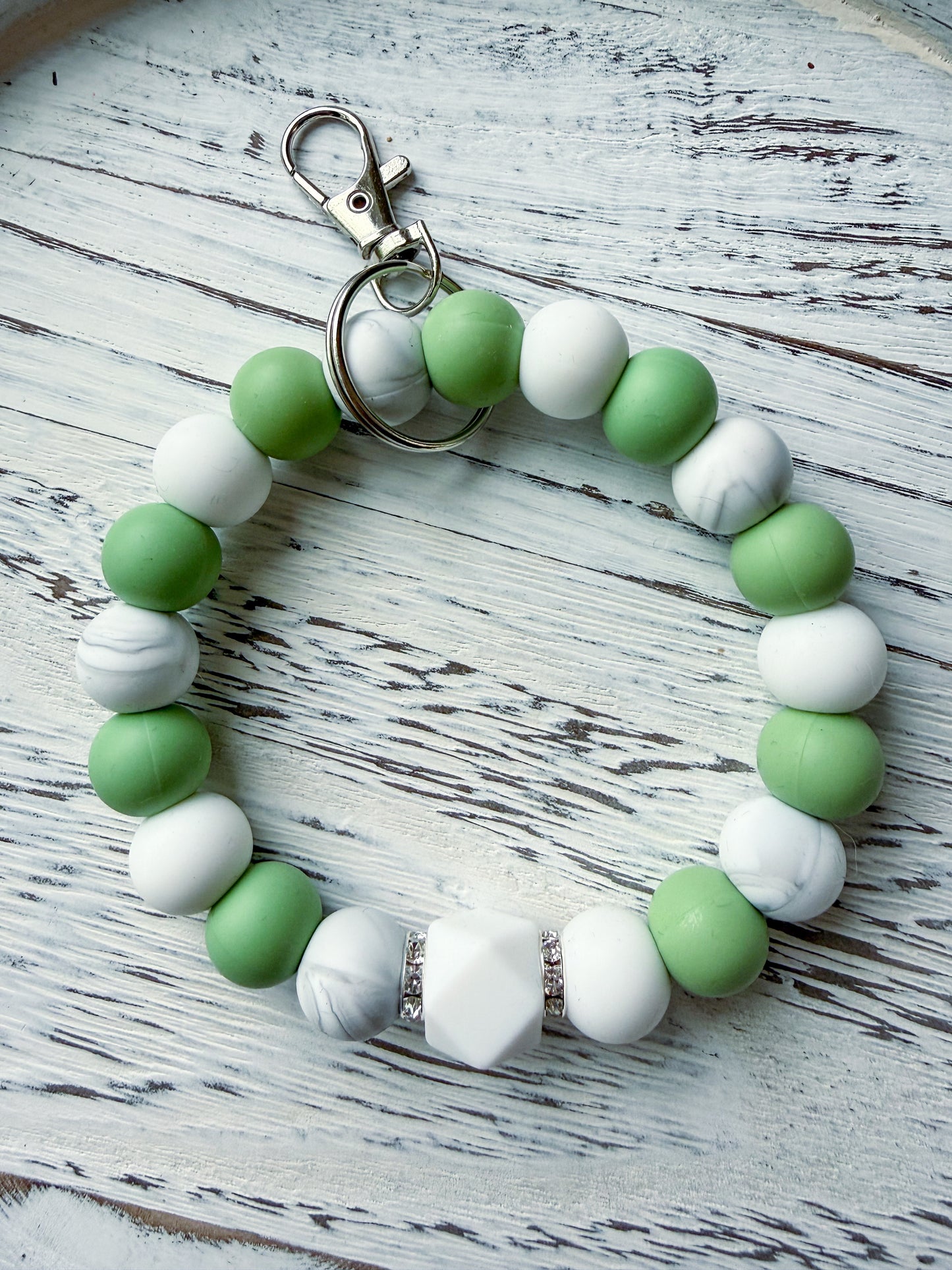 Marbled Wristlet (Silicone Beaded Keychain Bracelet)