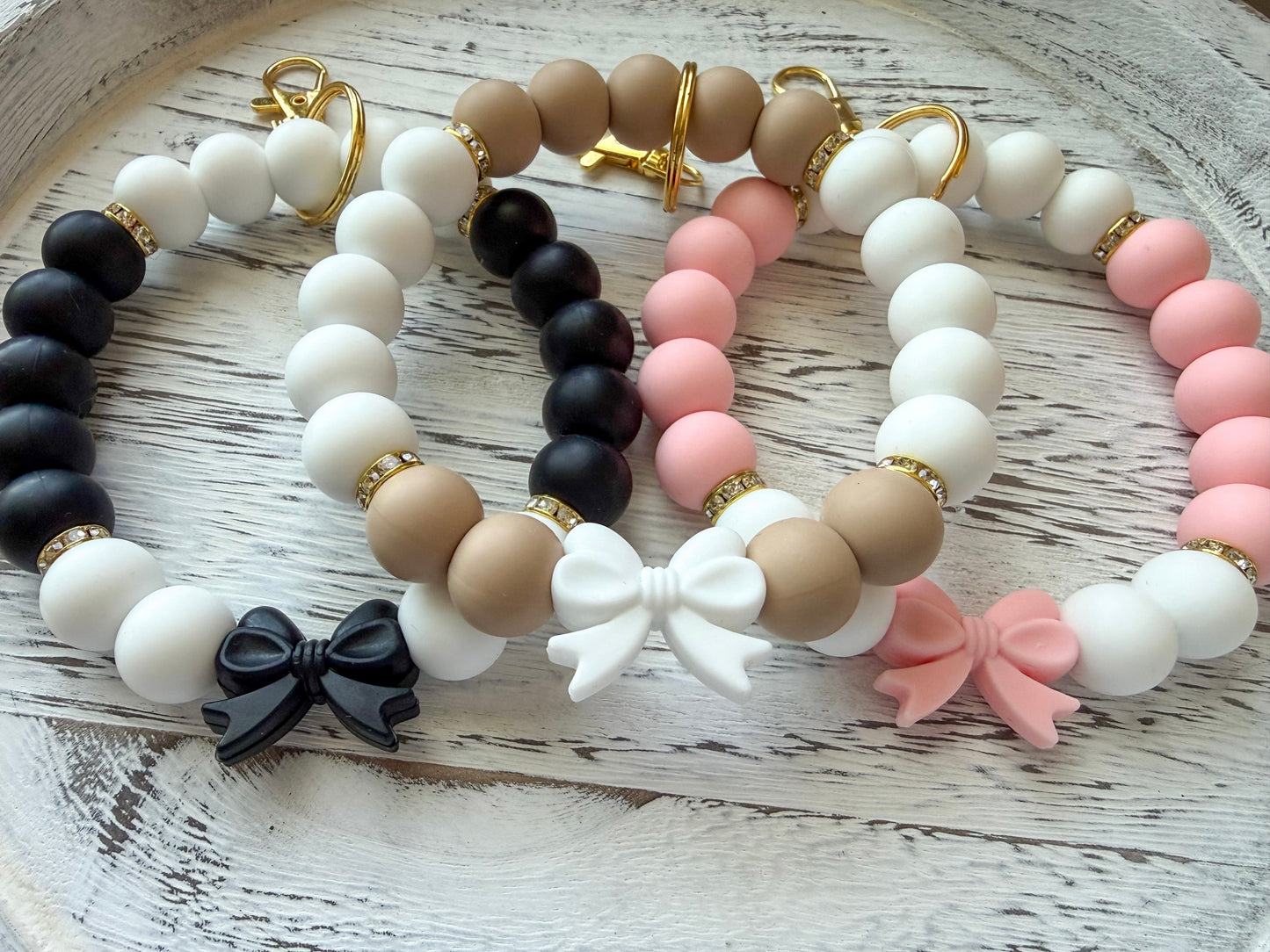 Bow Wristlet (Silicone Beaded Keychain Bracelet)