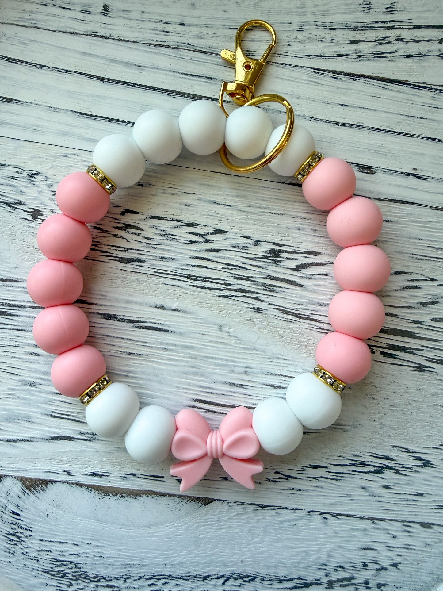 Bow Wristlet (Silicone Beaded Keychain Bracelet)