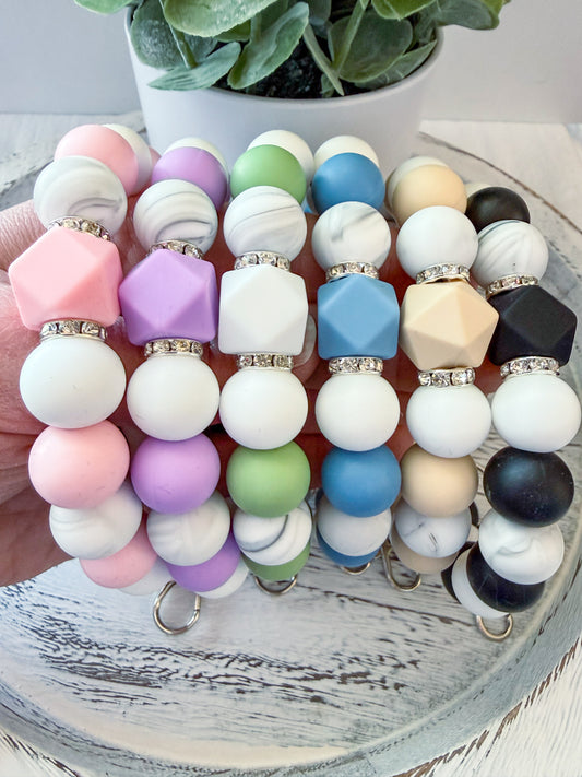 Sweet Love Wristlet - Marbled (Silicone Beaded Keychain Bracelet)
