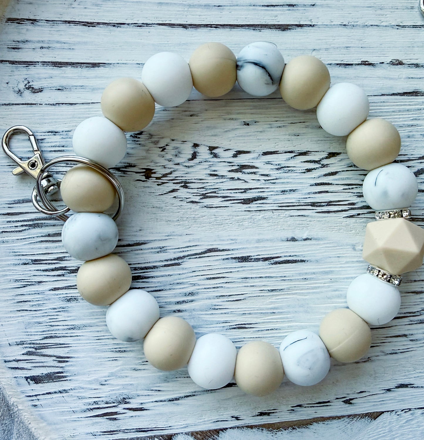 Marbled Wristlet (Silicone Beaded Keychain Bracelet)