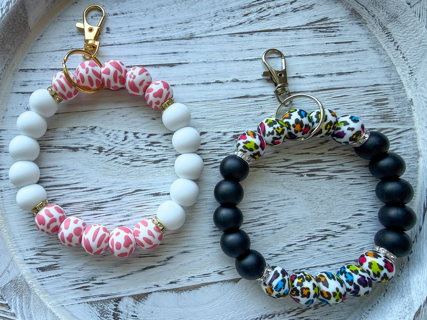 Animal Print Wristlet (Silicone Beaded Keychain Bracelet)