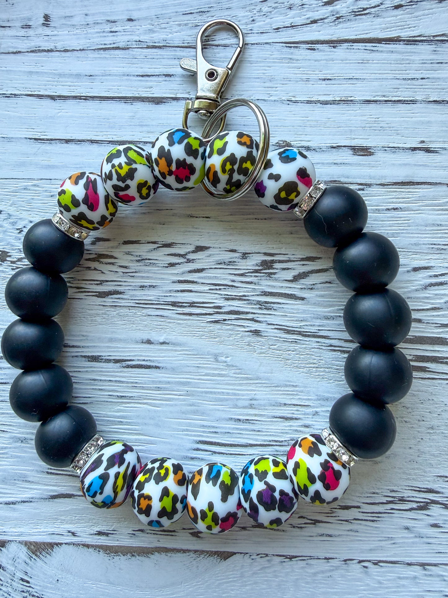 Animal Print Wristlet (Silicone Beaded Keychain Bracelet)