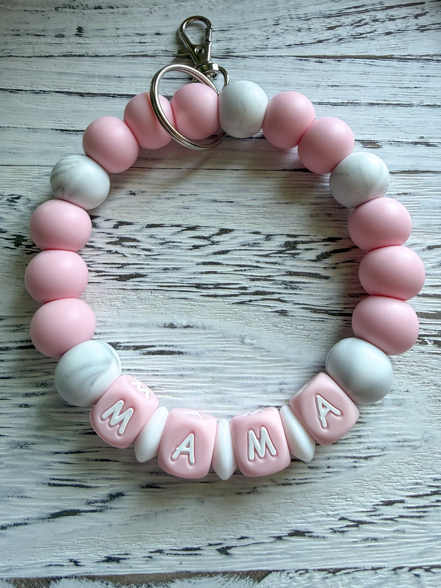Mama Wristlet (Silicone Beaded Keychain Bracelet)