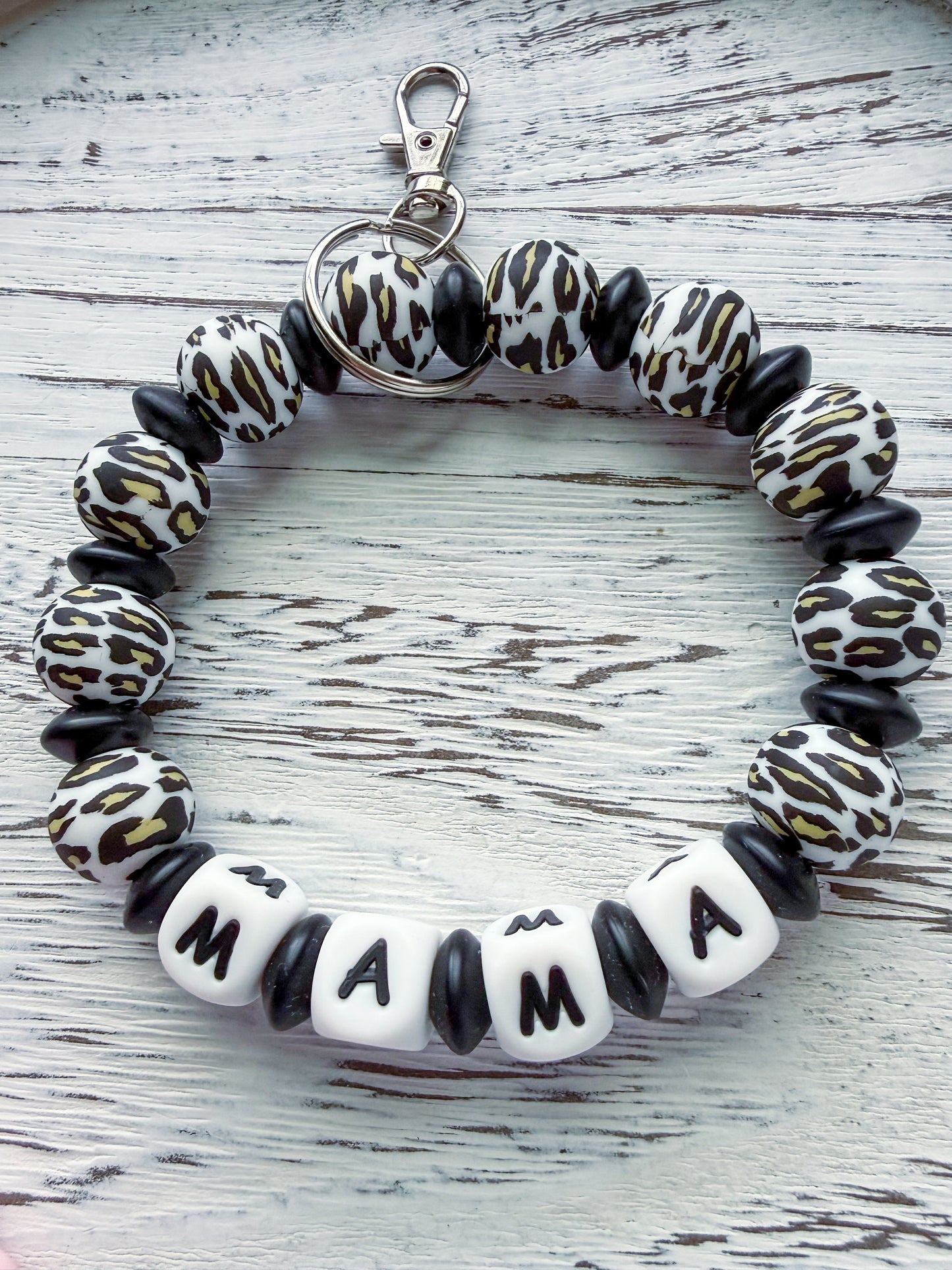 Mama Wristlet (Silicone Beaded Keychain Bracelet)
