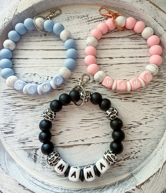 Mama Wristlet (Silicone Beaded Keychain Bracelet)