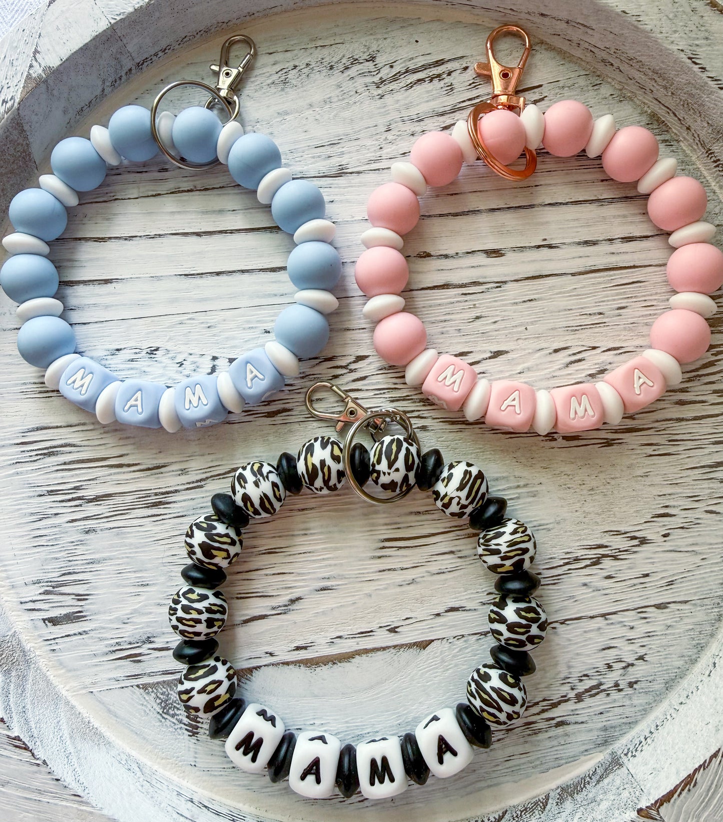 Mama Wristlet (Silicone Beaded Keychain Bracelet)