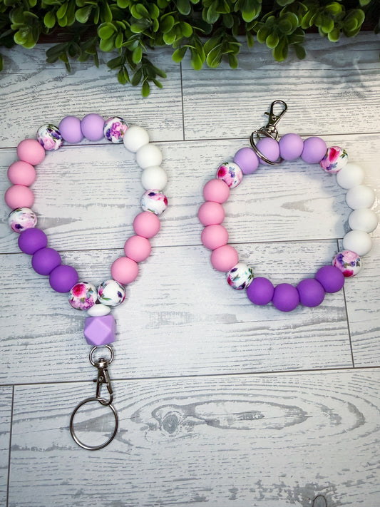 Cottage Garden Wristlet (Silicone Beaded Keychain Bracelet)