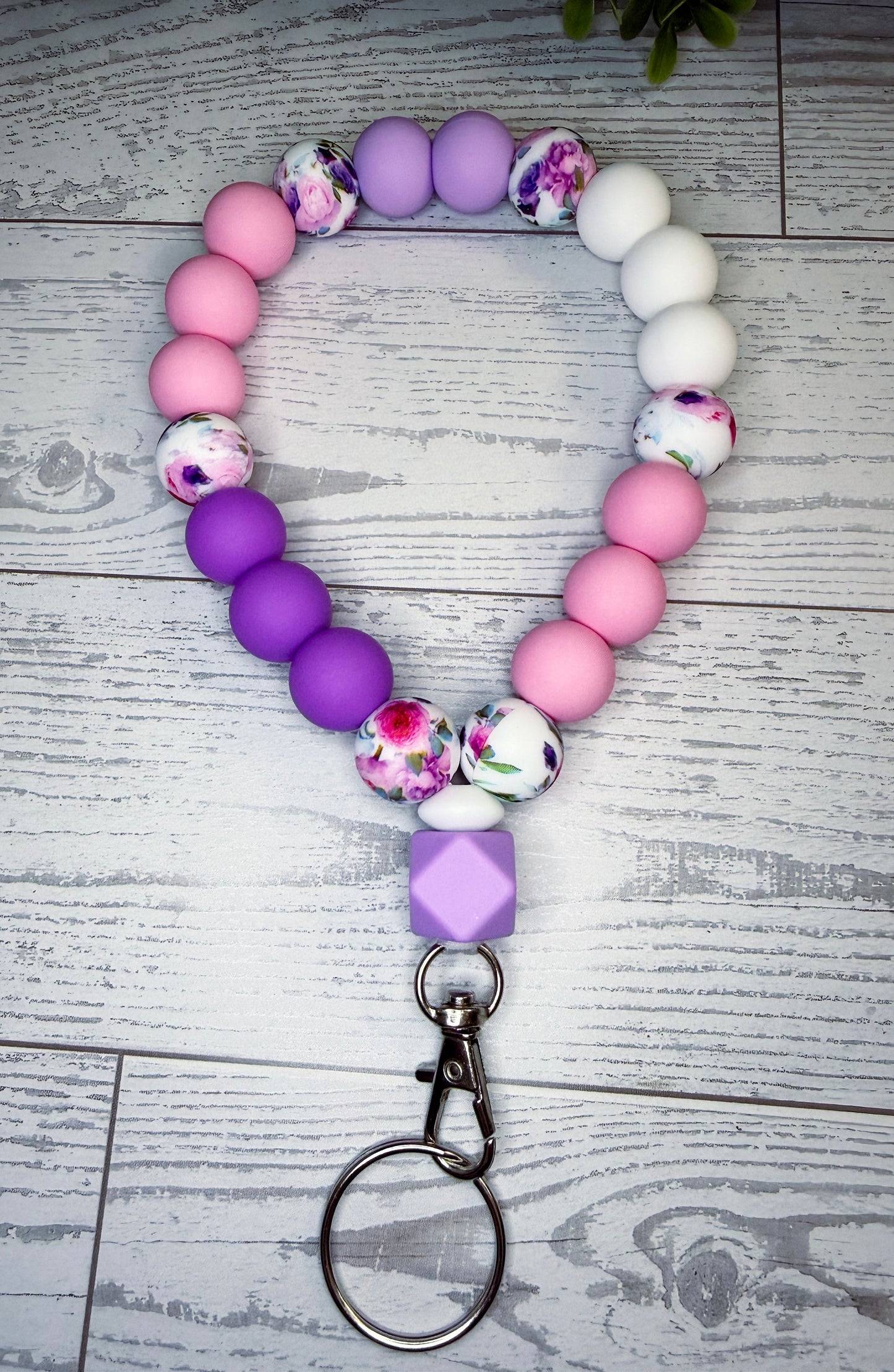 Cottage Garden Wristlet (Silicone Beaded Keychain Bracelet)