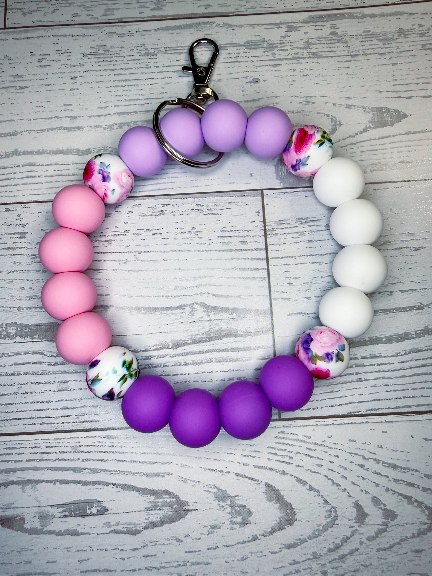 Cottage Garden Wristlet (Silicone Beaded Keychain Bracelet)